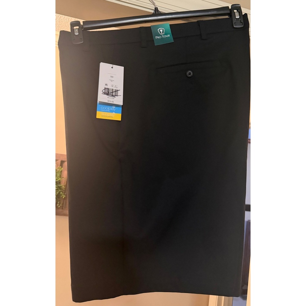 PRO TOUR Mens Black Golf Shorts Size 50 Coolplay Sunplay Moisture Wicking